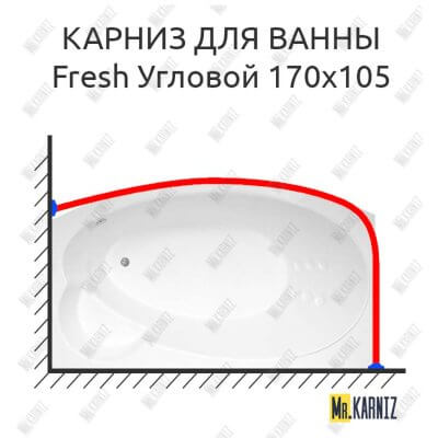 Карниз для ванны GNT FRESH Угловой 170х105 Усиленный 25 мм MrKARNIZ