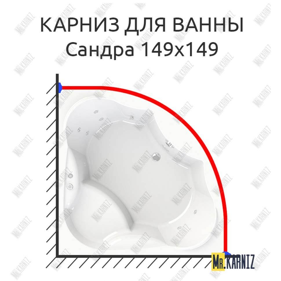 Карниз для ванны Radomir Сандра 149х149 Усиленный 25 мм MrKARNIZ