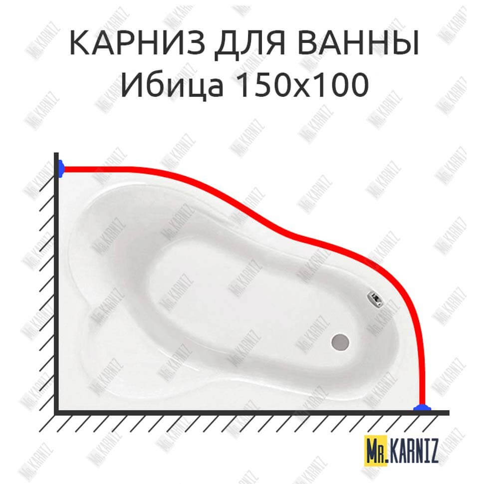 Карниз для ванны Santek Ибица 150х100 Усиленный 25 мм MrKARNIZ